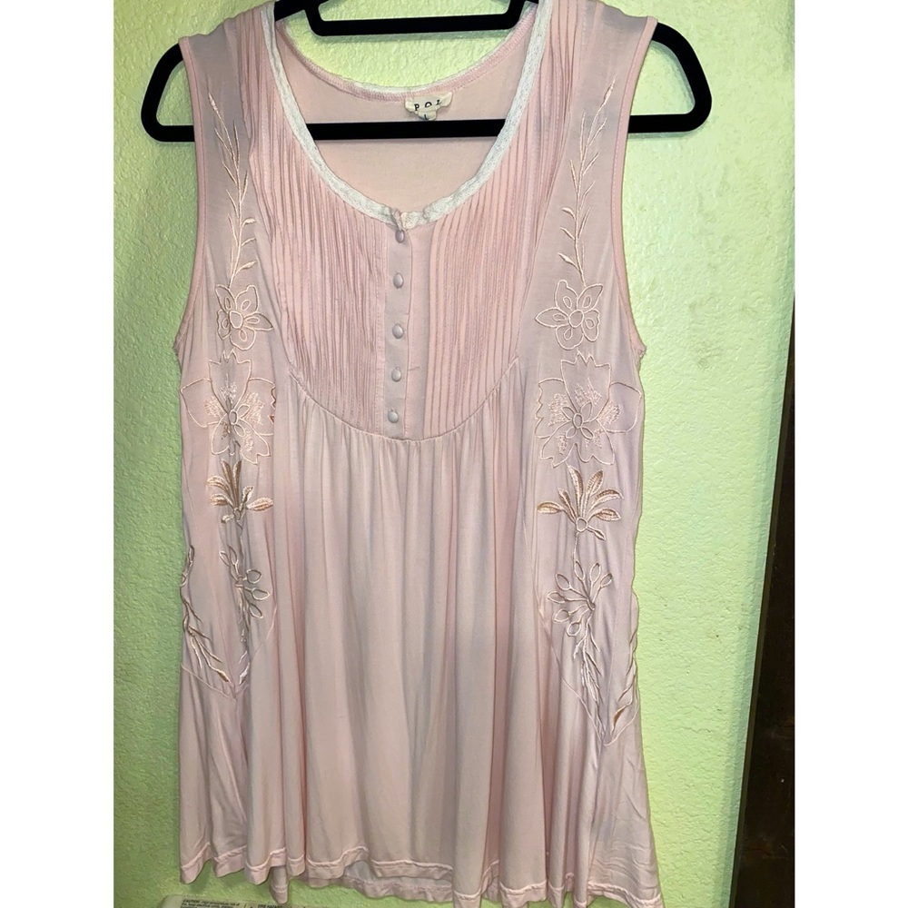 Light Pink Tank with Flowers Size Large